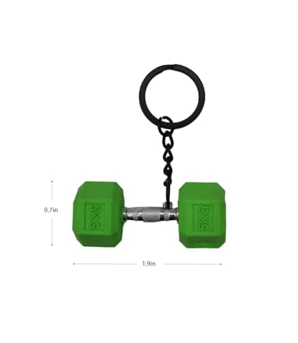 VIGUEUR Mini Dumbbell Barbell Keychain for Fitness Enthusiasts, Green