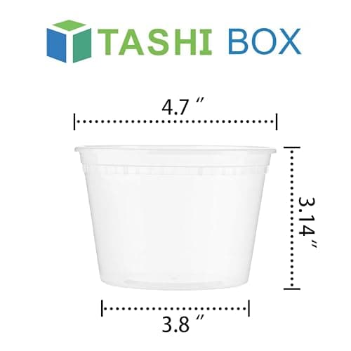 TashiBox 50 Sets 16 Oz Plastic Deli Containers with Lids - Food Storage Containers with Lids - Clear Airtight Meal Prep Containers, BPA Free, Stackable, Leakproof, Microwave and Freezer Safe