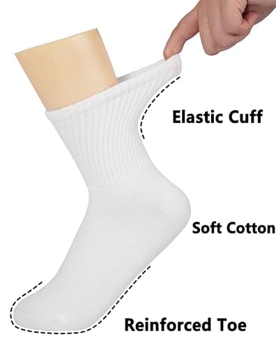 BomKinta Women Casual Calf Socks - Cute Cotton Crew Socks - Soft Above Ankle Sock Gifts 6 Pairs All White Size 5-10