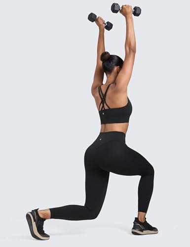 CRZ YOGA Secretsculpt Butterlift Workout Leggings 25" - No Front Seam High Waisted Womens Yoga Pants Booty Scrunch Butt Black Medium