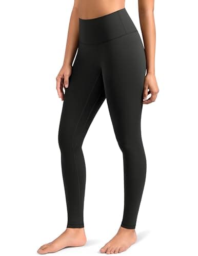 Colorfulkoala Dreamlux No Front Seam Leggings for Women 28" Inseam, High Waisted Buttery Soft Full Length Yoga Pants (M, Black)