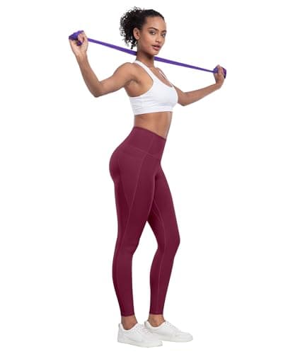 LZYVOO Leggings with Pockets for Women, 6 Packs Soft High Waisted Tummy Control Workout Yoga Pants(BlackGrayNavyWineGreenBrown-L)