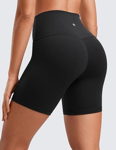 CRZ YOGA ButterLuxe Biker Shorts 6" - High Waisted Workout Running Volleyball Spandex Yoga Womens Black Medium