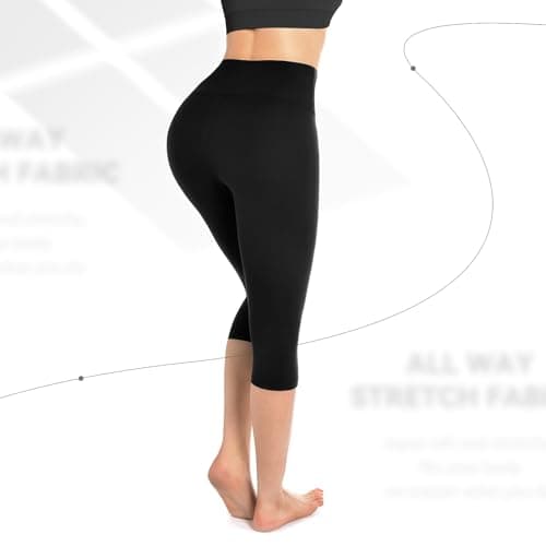 Walifrey Capri Leggings for Women, Buttery Soft High Waisted Leggings for Gym Yoga Workout (Black SM)