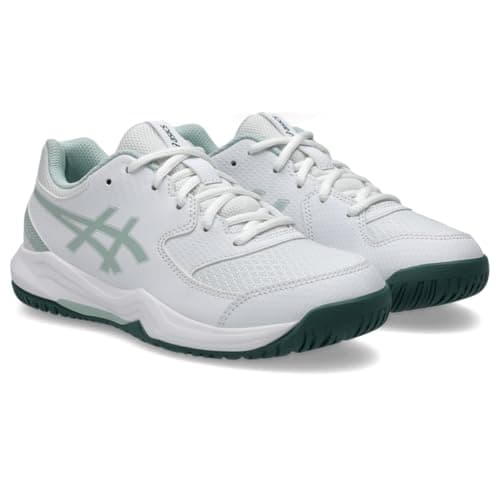 ASICS Kid's Gel-Dedicate 8 Grade School Tennis Shoes, 6, White/Cold Moss