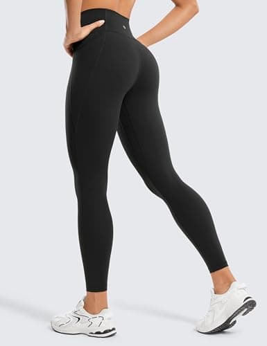 CRZ YOGA Butterluxe Workout Leggings Pockets 25'' - High Waisted Gym Womens Yoga Pants Buttery Soft Black Medium