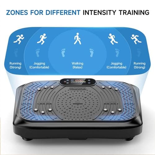 Vibration Plate Exercise Machine Weight Loss, Full Body Workout Vibration Plate Lymphatic Drainage, 199 Adjustable Speeds Power Shaping Vibrating Plate 450 Lbs Capacity Fitness Platform Black