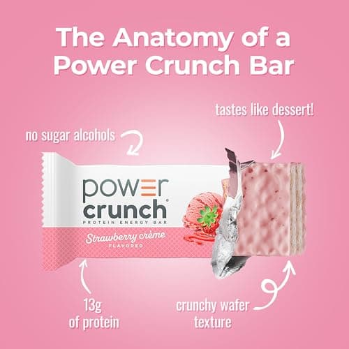 Power Crunch Protein Energy Bars, Strawberry Cream 1.4oz, 12 Count Carton