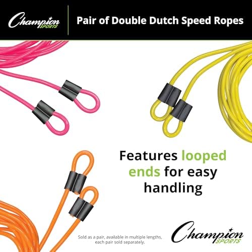 Champion Sports Double Dutch Licorice Speed Jump Ropes (Set of 2) - Orange, 30ft
