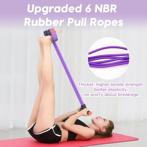 Hacole Resistance Bands with Handle, 6-Tube Elastic Foot Pedal Resistance Band, Natural Rubber Ankle Puller Sit-up Exercise, Multifunction Fitness Band for Abdomen, Waist, Arm, Leg Stretching Training