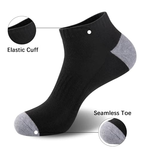 eallco 10 Pairs Mens Ankle Socks Low Cut Socks for Men Athletic Socks Breathable Cushioned White