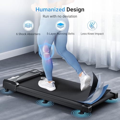 THERUN Walking Pad Treadmill Under Desk, Portable Mini Treadmill for Home/Office, Walking Jogging Machine with 2.5HP and 265 lbs Weight Capacity Remote Control LED Display