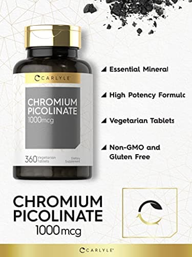 Carlyle Ultra Chromium Picolinate Supplement | 1000mcg | 360 Tablets | Vegetarian, Non-GMO, Gluten Free Formula