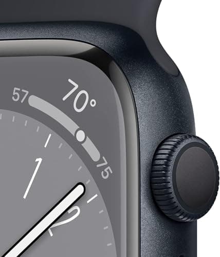 Apple Watch Series 8 [GPS, 41mm] - Midnight Aluminum Case with Midnight Sport Band, S/M (Renewed)