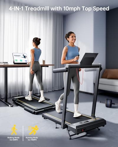 TOPUTURE Walking Pad Treadmill with 12% Incline and Handle Bar, 4 in 1 Folding Treadmill for Home/Office, Under Desk Treadmills Portable Walking Pad with App & Bluetooth Speaker, 0.6-10MPH