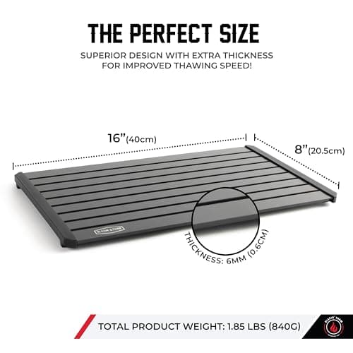 BLAZIN' THAW Defrosting Tray for Frozen Meat | 16" Family-Size | Aluminium Plate for Thawing Frozen Food | Natural Thawing Process | No Microwaves, No Cold/Warm Water Required |