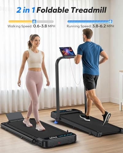 Cardirun Walking Pad with Incline and Handle Bar, Foldable Treadmills for Home Small Spaces, 3.0HP Quiet Compact Treadmill, Portable Under Desk Treadmill with LED Display, App & Remote Control