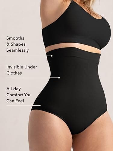 SHAPERMINT Shapewear for Women - Seamless Shapewear Tummy Control Panty, Body Shaper, Tummy Control Underwear for Women Black