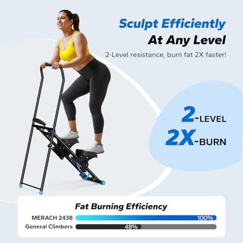MERACH Stair Stepper for Home Gym Exercise, New Version Vertical Climber Machine for Full-Body Workout, Compact Folding Cardio Exercise Climber with Extended Step Range, Adjustable Handlebar & Pedals