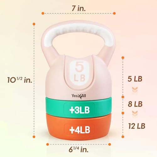 Yes4All Adjustable Kettlebell Weights Set for Women Strength Training, Kettlebells Workout Equipment for Home Gym 12lbs - Pastel