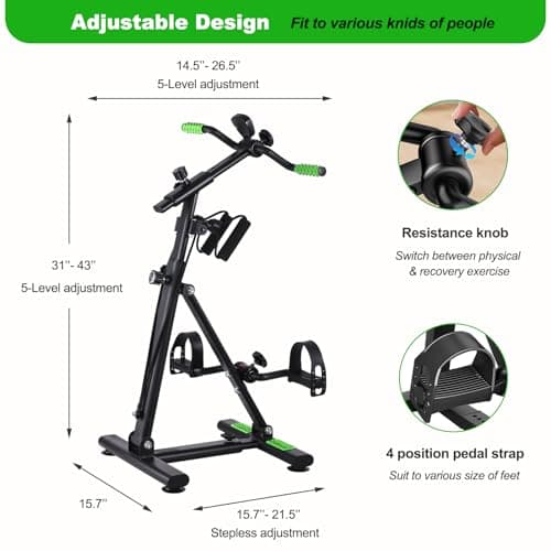 MDODM Pedal Exerciser Bike for Seniors, Arm Leg Hand and Knee Elderly Exercise Equipment, Sitting Home Exercise Machine for Total Body, Great Gift for Elderly