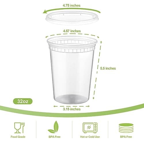 AOZITA 20 Sets 32 oz Plastic Deli Food Containers With Lids, Airtight Food Storage Containers, Freezer/Dishwasher/Microwave Safe, Soup Containers For Takeout Meal Prep Storage