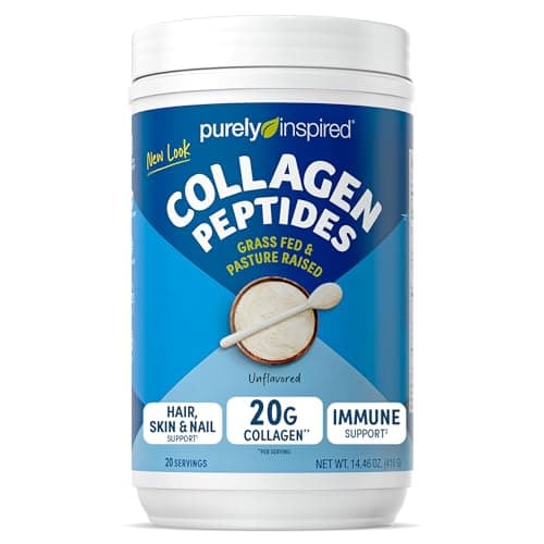 Purely Inspired Collagen Powder, Unflavored (20 Servings) - 20g Hydrolyzed Collagen Peptides Protein Powder for Women & Men - Grass-Fed & Pasture Raised Supports Hair, Nail, Skin, Bone & Joint Health