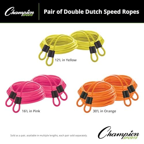 Champion Sports Double Dutch Licorice Speed Jump Ropes (Set of 2) - Orange, 30ft