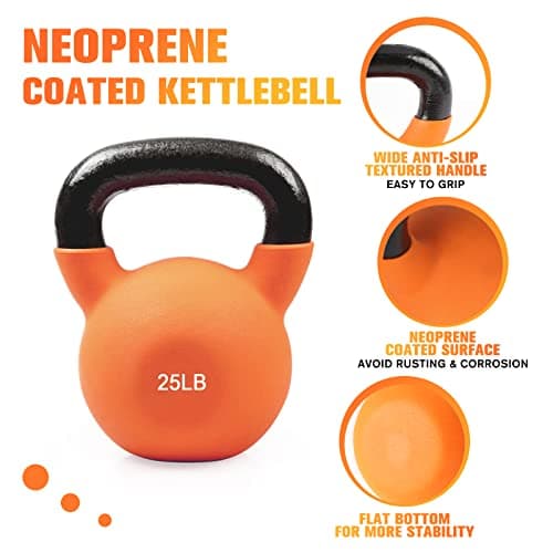 RitFit Neoprene Coated Kettlebell Weight Set, Solid Cast Iron, 5-15 LB (5+10+15 LB)