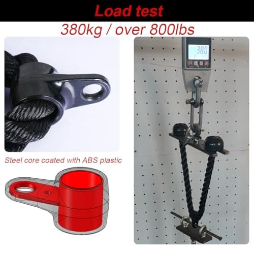 Tricep Rope Fitness Attachment Cable Machine Pulldown Heavy Duty Coated Nylon Rope with Solid Rubber Ends (36 '' Black)