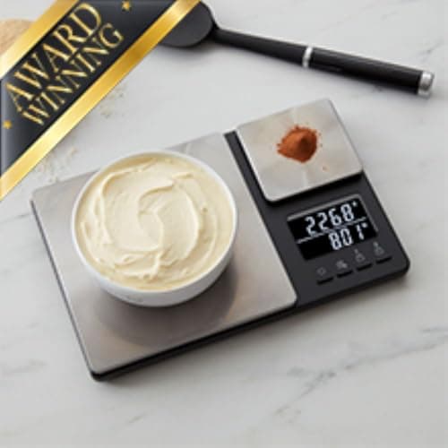 KitchenAid KQ909 Dual Platform Digital Kitchen and Food Scale, 11 pound capacity and Precision 16oz capacity, Black with Stainless Steel
