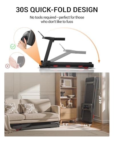 LONTEK 15% Auto Incline Treadmills for Home, 10S Folds Away Portable Treadmill with Led Screen & Handle Bar Up to 300LBS Capacity, 3.0HP 7-Layer Shock-Absorbing Walking Pad Treadmill 0.6-7.2MPH