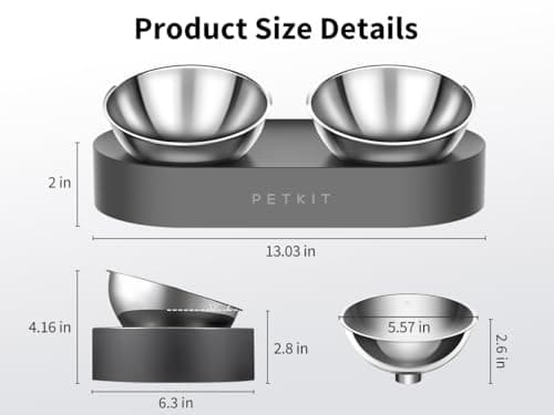 PETKIT 304 Stainless Steel Elevated Cat Bowls&Dog Bowls,Raised Cat Food and Water Bowl Set, Non-Slip, Anti Vomiting 15°Tilted Cat Small Animal Plate