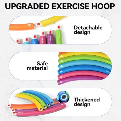 Phobby Weighted Exercise Hoop for Adults, 2.2lbs Adjustable Fitness Hoop, 8 Detachable Hoop Sections with Jump Rope & Storage Bag, Home Gym Workout