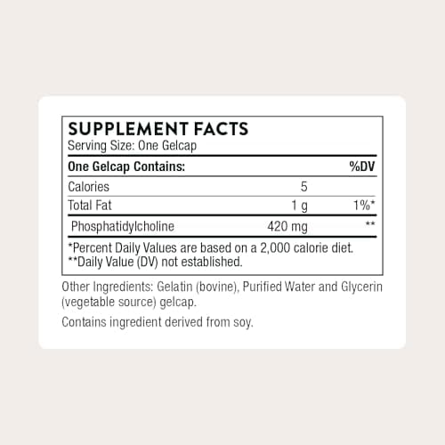 THORNE - Phosphatidyl Choline - Phospholipid Complex for Liver Support, Cholesterol Metabolism & Healthy Bile* - Third-Party Certified - Gluten & Dairy-Free - 60 Softgels