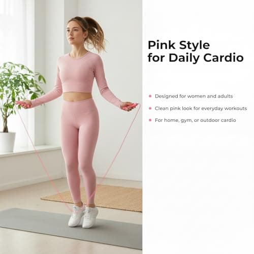 XYLsports Jump Rope for Fitness Adjustable Rope for Men, Women, and Kids Ideal for Cardio and Training Workouts (Pink)