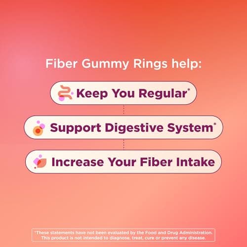 Olly Fiber Gummy Rings, 5G Fos Prebiotic Fiber, Digestive Health Supplement,* Strawberry Watermelon Flavored, 25 Day Supply - 50 Count