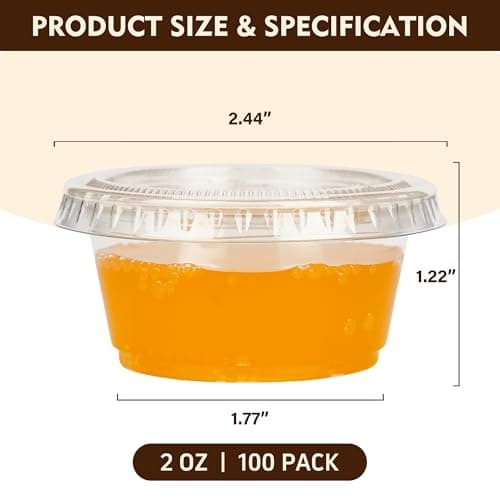 YEEHAW 100 Sets - 2 oz Jello Shot Cups with Lids, Portion Cups, Clear Disposable Plastic Jello Shot Cups for Meal Prep, Salad Dressing, Soufflé, Portion Containers