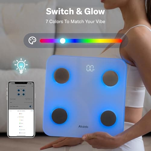 Alcedo Smart Body Fat Scale, Digital Scale with BMI, Fat Percentage, Muscle Mass, Color-Changing with Weight Variation, 400 lb, Bluetooth