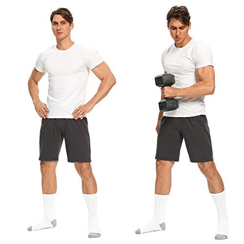 EnerWear 10 Pack Men's Cotton Moisture Wicking Heavy Cushion Crew Socks White Size 10-13 (Shoe Size 6-12)