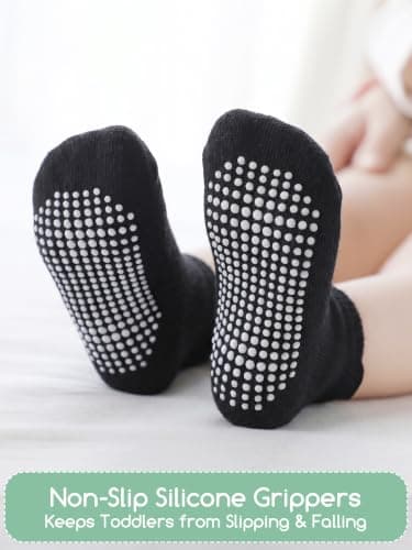 Aroveea Non Slip Grip Ankle Baby Socks 12 Pack for Toddler Boys and Girls Kids,Infant Cute Cotton Baby Socks