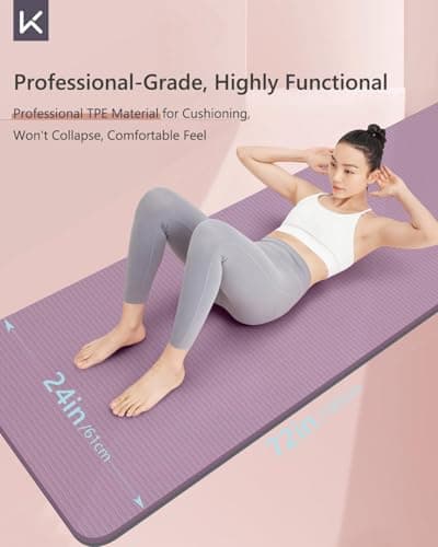 KEEP Yoga Mat 7mm Thick Non Slip - Extra Cushion TPE Exercise Mat for Home Workout & Pilates, Eco Friendly Knee Protection, 72"x24" Large Fitness Mat with Carrying Strap,pink