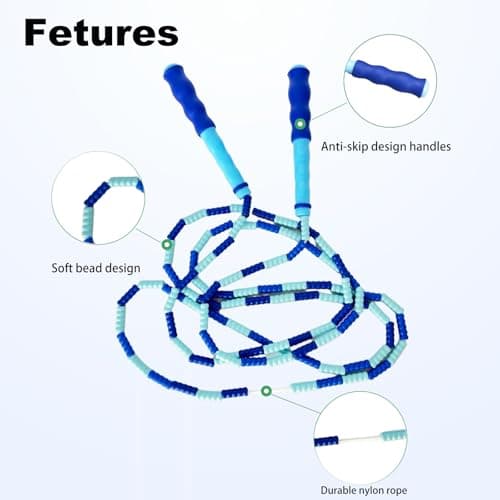 BIRDDIE Soft Beaded Jump Ropes, Adjustable Length Skipping Rope, Tangle Free Segmented Jumping Rope for Kids and Adults Exercise, Fitness 9.2 Ft (3Pack)