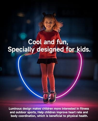 LED Light Up Jump Rope for Kids and Adult, Adjustable Glowing Skipping Rope for Boys and Girls, Colorful Luminous Jumping Rope for Fitness and Workout Pink