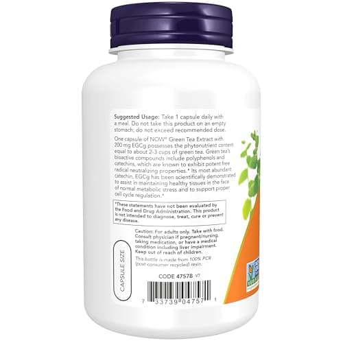 NOW Foods Supplements, EGCg Green Tea Extract ,Dietary,400 mg, Free Radical Scavenger*, 180 Veg Capsules