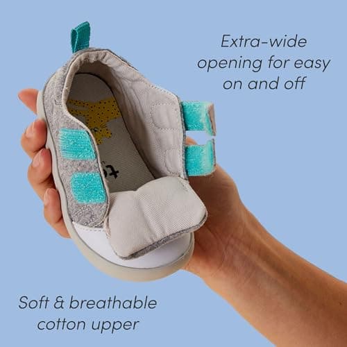 Ten Little First Walker Baby Shoes & Toddler Shoes for Boys & Girls - Lightweight, Breathable Cotton Baby Walking Shoes - Non-Slip, Wide-Feet Walking Shoes for Babies - Heather Gray, Size 5