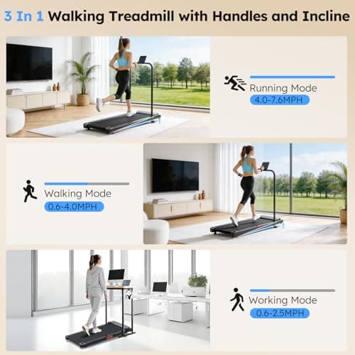 UYOGA Portable Walking Pad Treadmill with Incline, 3.0HP Mini Electric Treadmills for Home Small, 0.6-7.6MPH Small Walking Pad with Handle Bar, Treadmills for Exercising with 350 lb Capacity