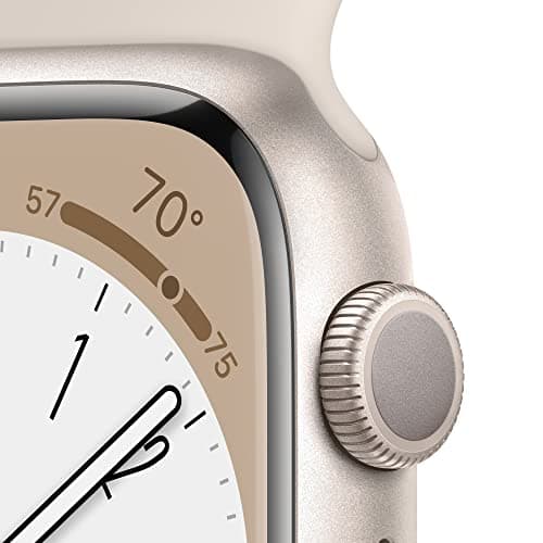 Apple Watch Series 8 [GPS, 41mm] - Starlight Aluminum Case with Starlight Sport Band, S/M (Renewed)