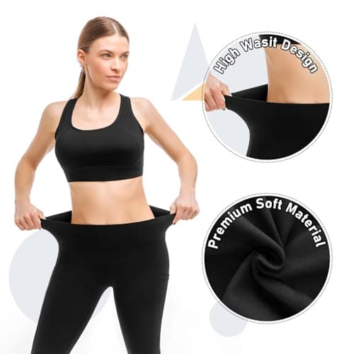 Leafigure 2 Pack Leggings with Pockets for Women, High Waisted Soft Leggings for Yoga Gym Black LXL