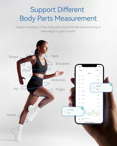 Tychesy Smart Body Tape Measure, Bluetooth Digital Body Measuring Tape with APP for Body Measurement Device, Clear LED Display, USB-C Rechargeable